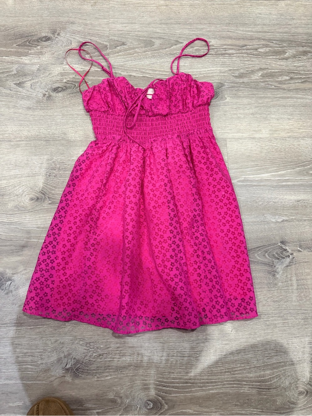 Women’s Bright Pink Sundress with Smocked Bodice